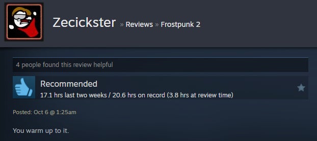 Imagem do artigo intitulado Frozen City Builder Frostpunk 2, conforme contado pelas avaliações do Steam